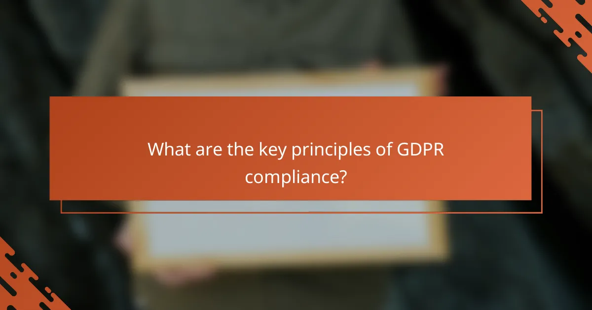 What are the key principles of GDPR compliance?