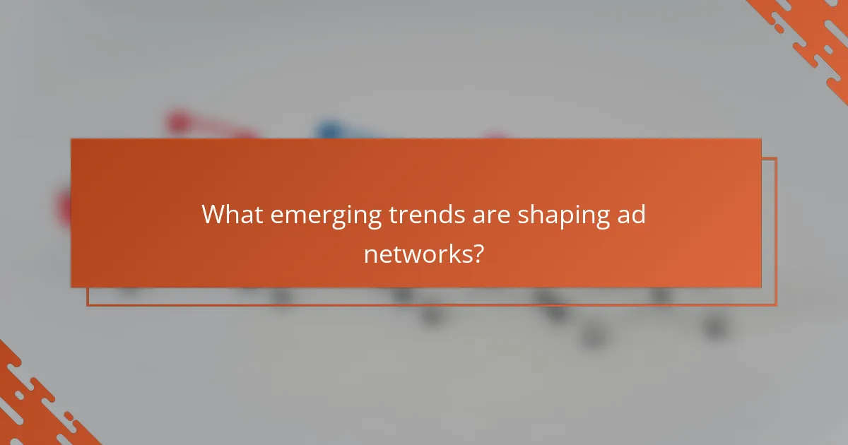 What emerging trends are shaping ad networks?